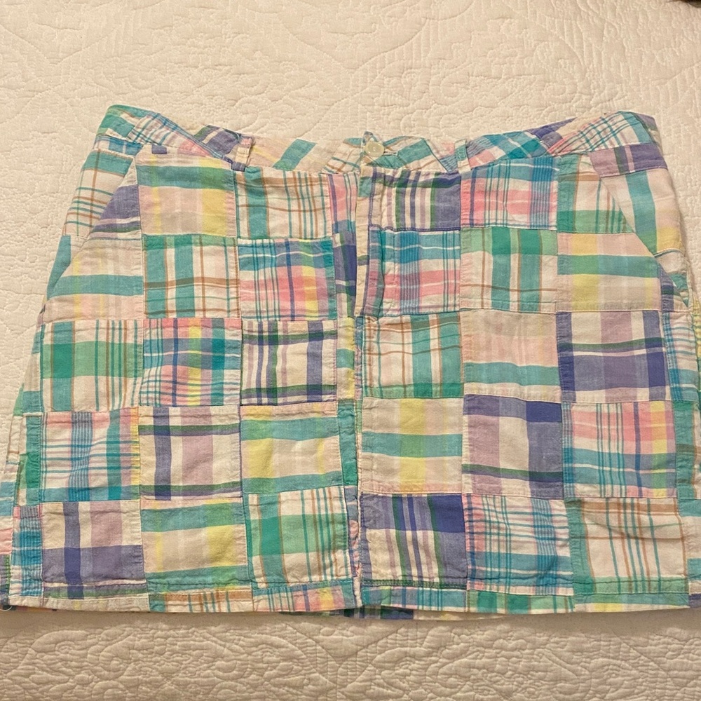 Purple Poppy 100% cotton pastel plaid madras style skirt - Picture 2 of 8